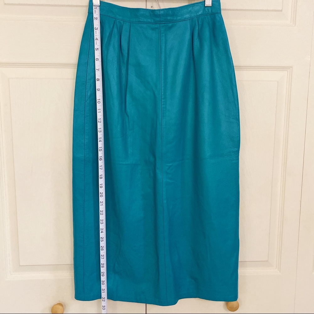 House of Leather Vintage Turquoise Midi Skirt - Picture 8 of 10